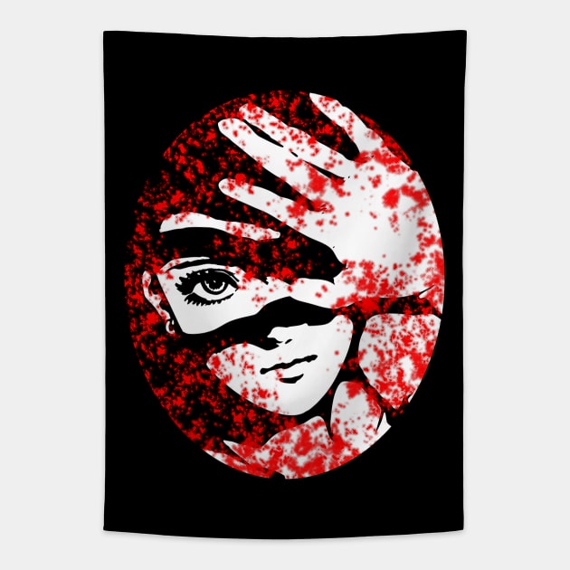 Punk Fashion Style Oval Red Glowing Girl Tapestry by Punk Fashion