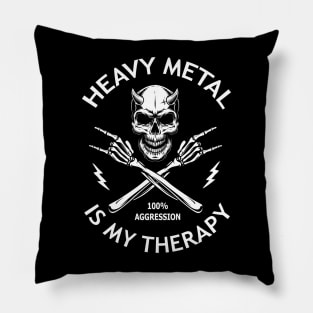 Heavy Metal Is My Therapy Cool Saying Pillow