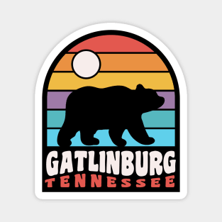 Gatlinburg Tennessee Bear Badge Retro Sunset Magnet