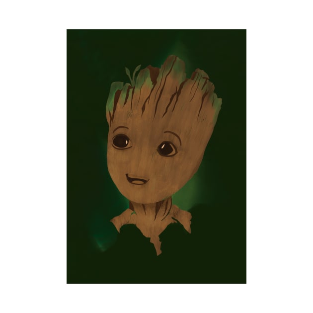 Baby Groot, minimalist print by Phil Shelly Creative