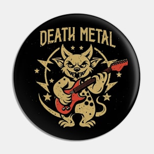 Death Metal Satanic Baphomet Cat playing guitar Pin