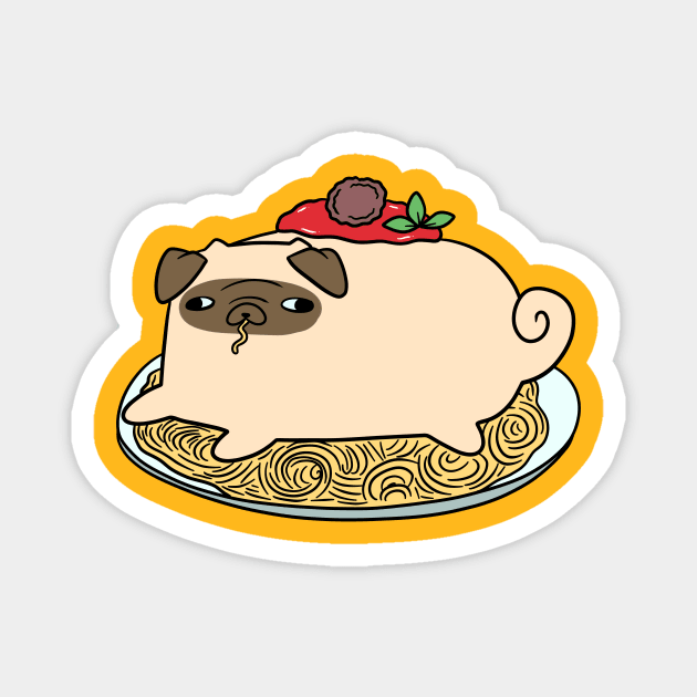 Spaghetti Pug Magnet by saradaboru