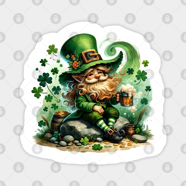 St Patricks Day Leprechaun Magnet by Chromatic Fusion Studio