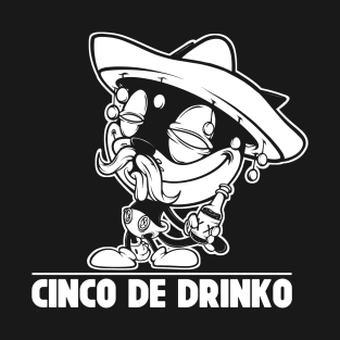 Cinco De Drinko Funny Cinco De Mayo Retro Drunk Cat Sombrero T-Shirt