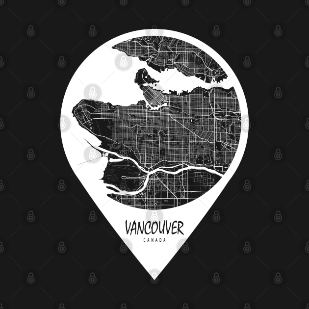 Vancouver, Canada City Map - Travel Pin by deMAP Studio