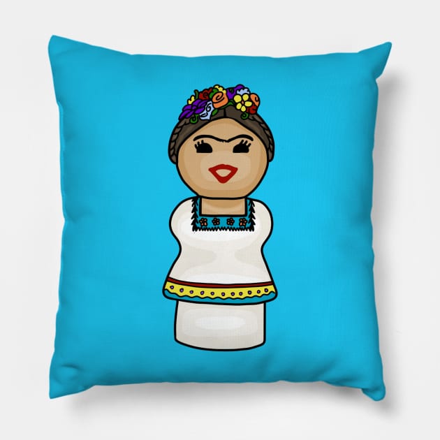 Cute Frida Kahlo Portrait Pillow by Slightly Unhinged