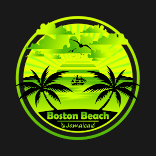 Boston Beach Jamaica, Palm Trees Sunset Summer T-Shirt