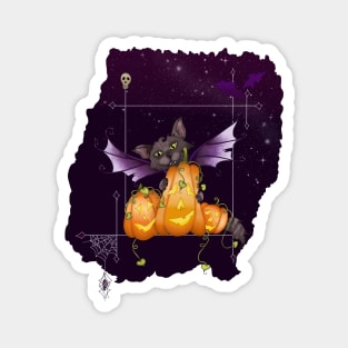 Halloween Cat Fairy Cat All My Pumpkins with Jack o lanterns Magnet