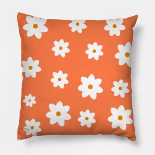 retro orange flowers print Pillow