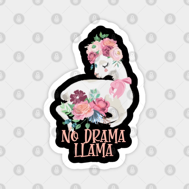No Drama Llama - Llama With Flowers Magnet by Animal Specials