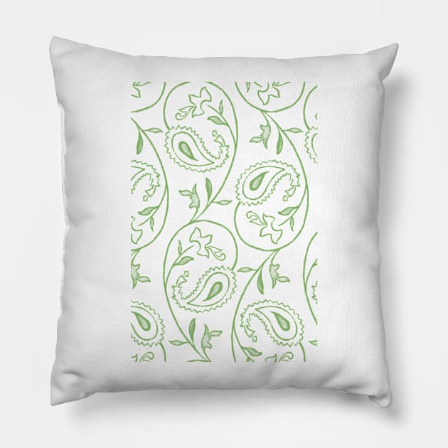 Green Flora Pattern Pillow by kriitiika