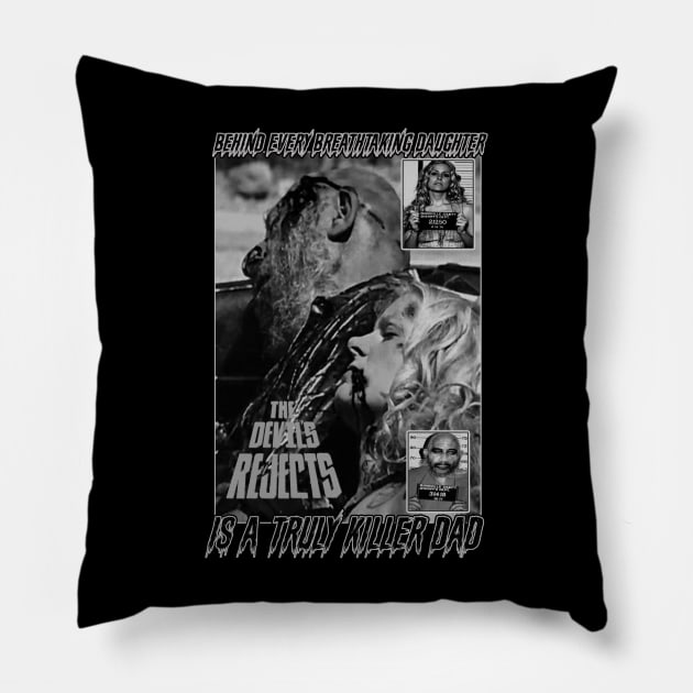 The Devils Rejects, Cult Horror, Father/Daughter. (Black & White) Pillow by The Dark Vestiary