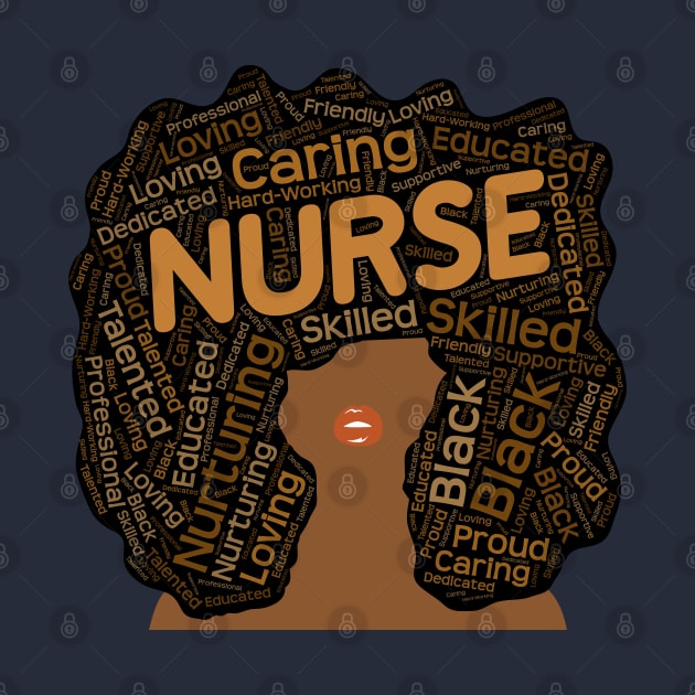 Black Nurse Words in Afro by blackartmattersshop