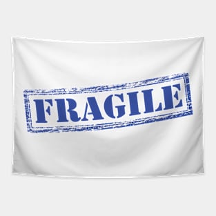 Fragile  Signage in Blue Tapestry