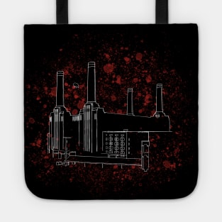 Pink Floyd Animals Paint Splatter White on Black Tote