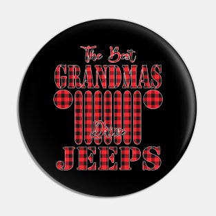 The Best Grandmas Drive Jeeps Red Plaid Jeep Matching Pajama Family Buffalo Jeeps Lover Pin