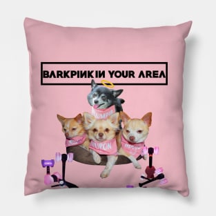 BarkPink in Your Area Pink Bandanas with Black Trim Pillow