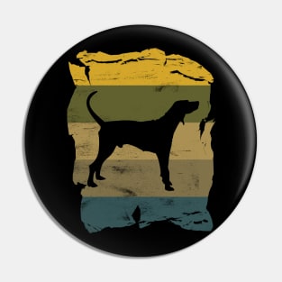 American English Coonhound Distressed Vintage Retro Silhouette Pin