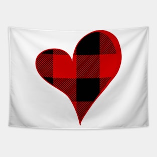 Simple Large Buffalo Plaid Heart Tapestry