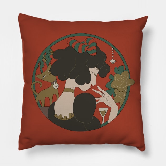 Yellow Cat Girl Pillow by Tasoya Maro