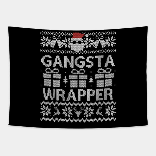 Ugly Christmas Sweater Gangsta Wrapper Santa Tapestry by HolidayoftheWeek