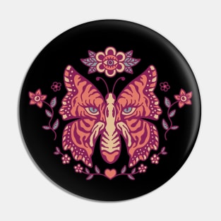 Butterfly Tiger Floral Wild Illustration Pin