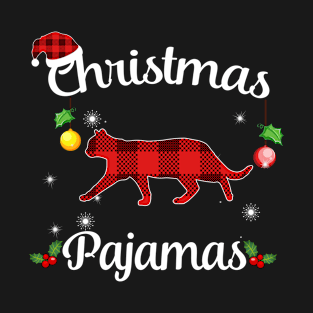 Cat Buffalo Plaid Christmas Pajamas Funny Xmas Gift T-Shirt