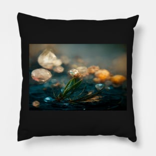 Forest Flower Rain Drops In Rainy Weather Pillow