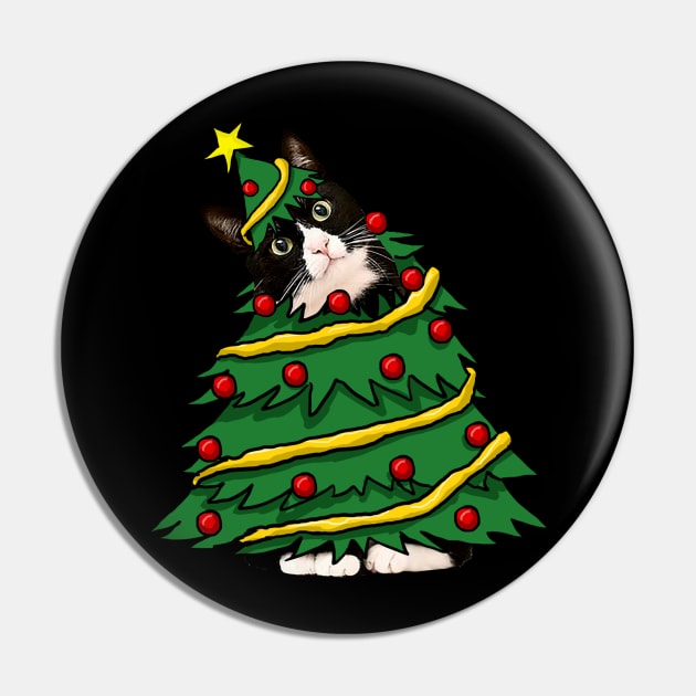 Tuxedo Cat Christmas Tree Funny Xmas Cat Lover Pin by Magazine