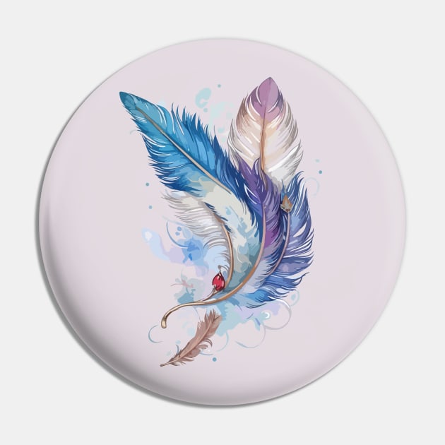 Bird Feathers Pin by CatCoconut-Art