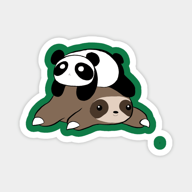 Little Sloth and Panda Magnet by saradaboru