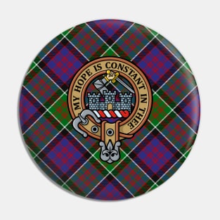 Clan MacDonald of Clanranald Crest over Tartan Pin