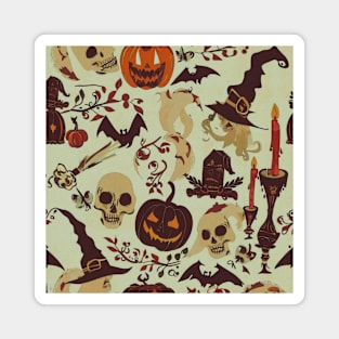 Vintage, retro, cottagecore, Victorian, Halloween aesthetic, pumpkin, skull Magnet