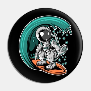 Astronaut Surfing Pin