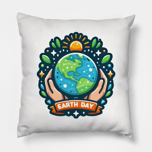 Earth day Pillow by Curou Prints