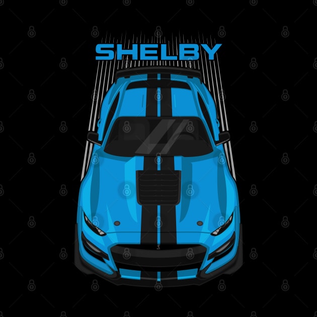 Ford Mustang Shelby GT500 2020-2021 - Velocity Blue - Black Stripes by V8social