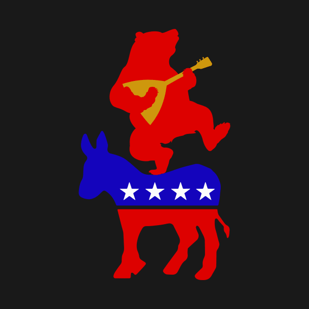 Russian Bear With Balalaika Dancing on Democrat Donkey by Xeire