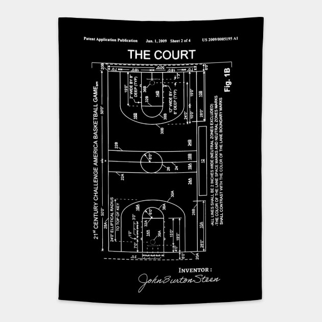 Basketball Court Patent - basketball court Patent Illustration - Basketball blueprint Tapestry by Anodyle