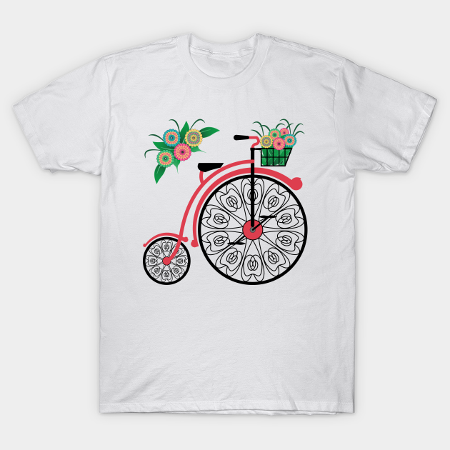 Retro Vintage Floral Bicycle Ride - Vintage - T-Shirt | TeePublic