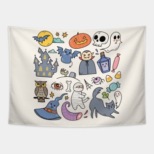 Adorable Halloween Doodles Tapestry