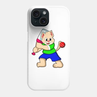 Cat as Batsman with Cricket bat Phone Case