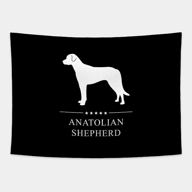 Anatolian Shepherd Dog White Silhouette Tapestry by millersye