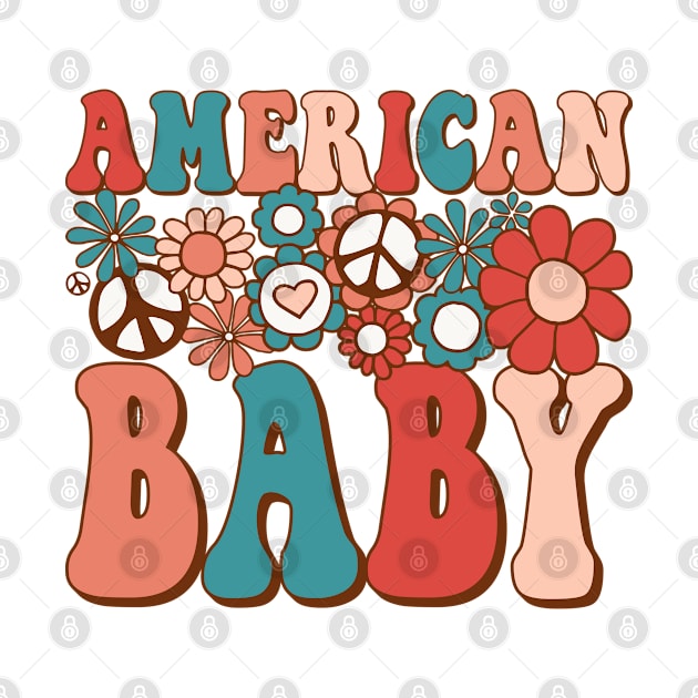 Retro Groovy American Baby Matching Family 4th of July by BramCrye