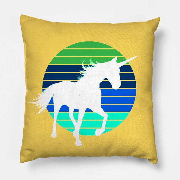 Retro Style Unicorn Pillow by AlondraHanley