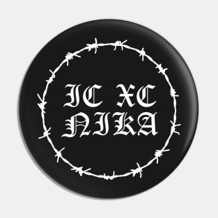 ICXC NIKA Gothic Barbed Wire Hardcore Punk Pin