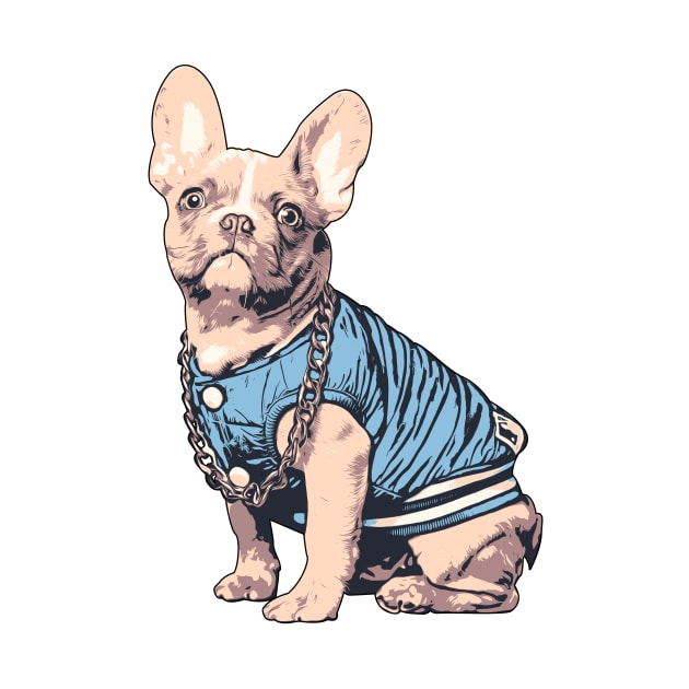 French Bulldog Illustration Art Wearing Baseball Jacket by boholoc0