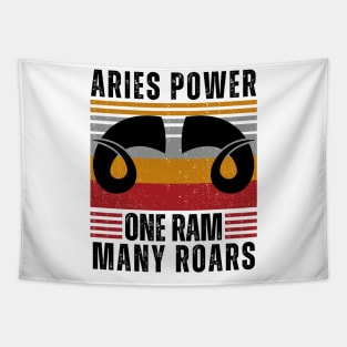 Funny Aries Zodiac Sign - Aries Power, One Ram, Many Roars Tapestry