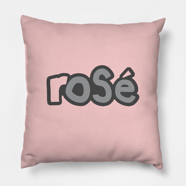 Pink Rose Wine Ultimate Gray Typography Pillow by ellenhenryart