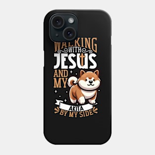 Jesus and dog - Akita Phone Case