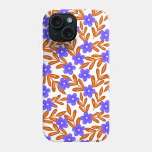 Fall Floral Pattern Color Pencil - Purple and Orange Phone Case